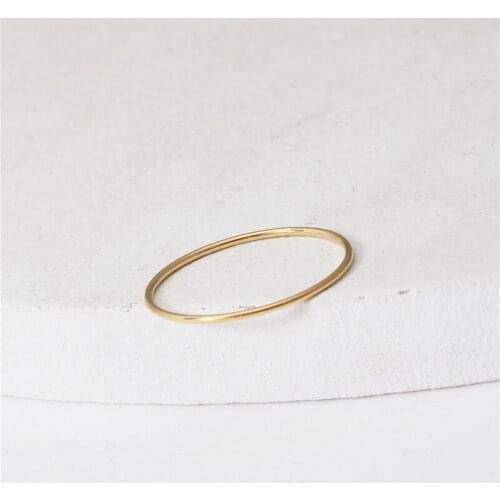 TAUAM Thin 0.8mm Fashion Trendy Smooth Stainless Steel Rings For Women Minimalist Ins Gold Color Gersonality Knuckle Rings