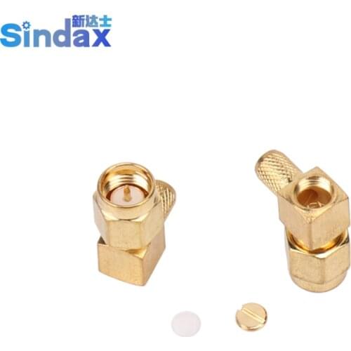 Sindax SMA connector SMA-JWC-3 SMA male right angle crimp for RG58 RG142 LMR195 RG400 RF Wire Coaxial Cable Terminal adapter