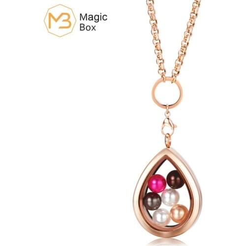 Korean fashion golden glass pendant necklace beads round ladies necklace L316 stainless steel floating glass necklace