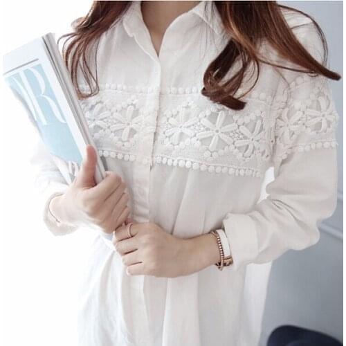 Lace stitching work maternity shirt long sleeve loose shirt new fashion spring and autumn maternity clothing