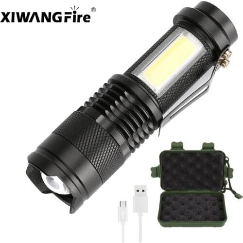 Mini Rechargeable LED Flashlight Use XPE + COB lamp beads 100 meters lighting distance Used for adventure, camping, etc
