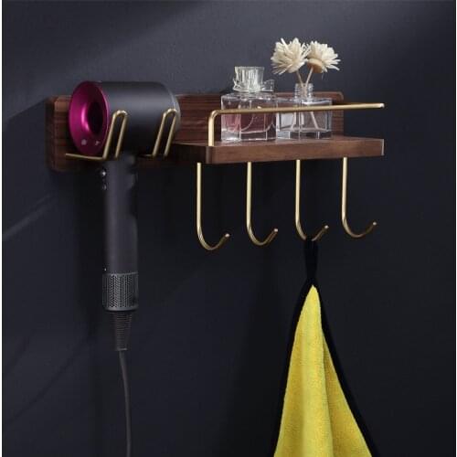 Multifunction Bathroom Wall Mount Hanging Storage Rack with Hooks Hair Dryer Holder wall shelves bathroom storage rack