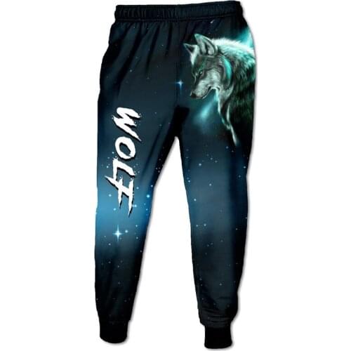 Wolf print cool 3D mens casual sweatpant fashion pants