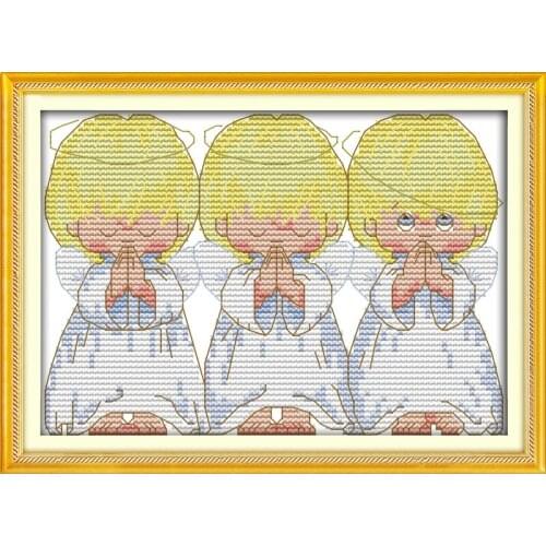 The pray little angels Printed Cross Stitch Kit Home Decorative painting 11CT 14CT DMC Embroidery Needlework Cross-stitch set