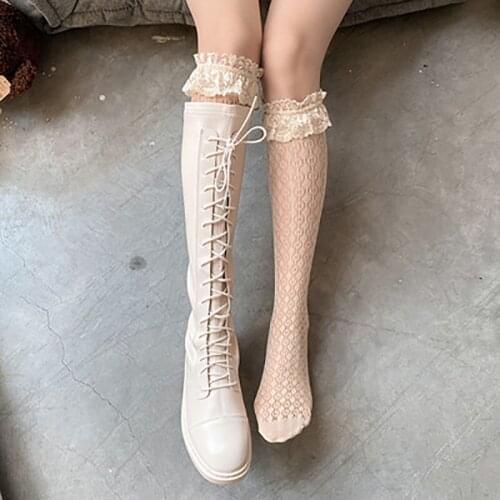 Dark Japanese Women Lolita Socks Gothic Loli Stockings Lace Ruffles Maid Tube Boots Sock Harjuku Soft Sister 202012m