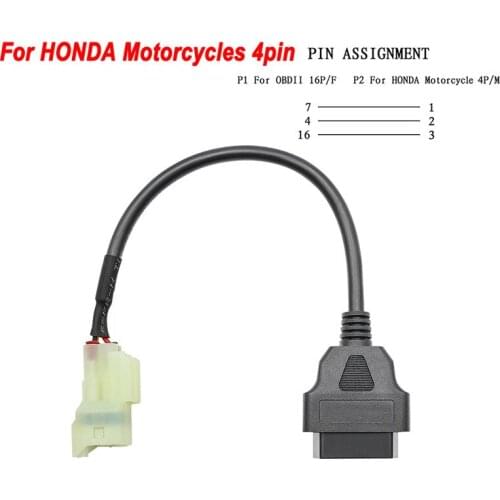 OBD Motorcycle Cable For Honda 4 Pin Plug Cable Diagnostic Cable 4Pin to OBD2 16 pin Adapter