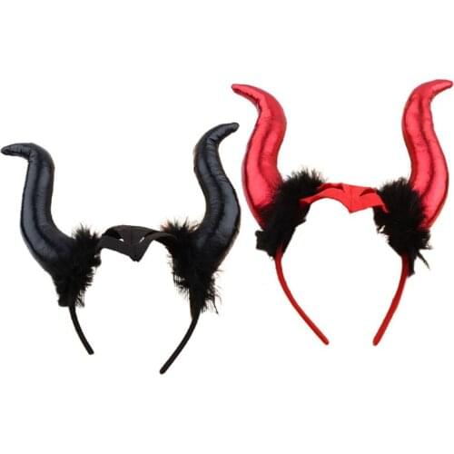 Devil Ox Horn Hair Hoop Headband Halloween Party Costume Cosplay Decor Headwear