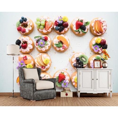 Papel de parede Cake Berry Fruit Dessert Food wallpaper,living room bedroom TV wall kitchen bar murals wall papers home decor