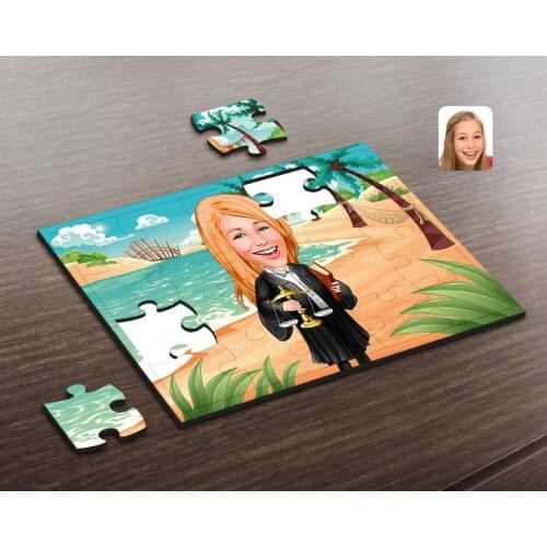 Personalized Women 'S Attorney Caricature Of Wooden Puzzle-1