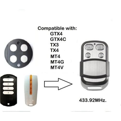 For Mhouse GTX4 Remote Control Garage MT4 433.92mhz Rolling Code For the Garage Door Opener Transmitter