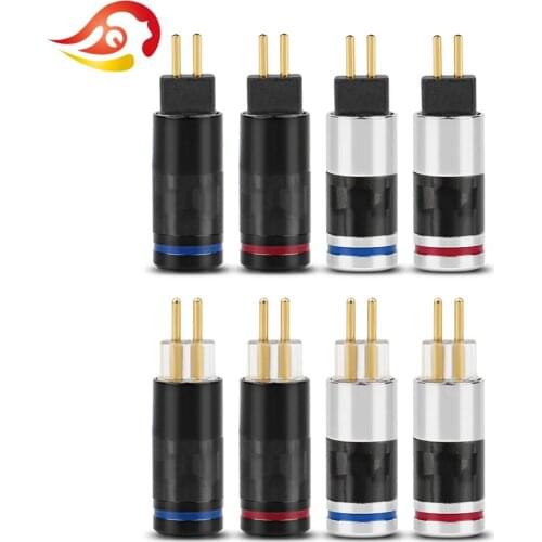 QYFANG 1 Pair Gold Plated Earphone 0.78mm 2pin Wire Connector Audio Jack Carbon Fiber Metal Plug for UM3X W4R UE18 TF10 Headset