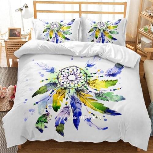 Romantic Feather Wind Bell Dream Catcher Bedclothes Girl Heart Girl Room Decoration Down Quilt Cover Pillowcase Lovely Gift