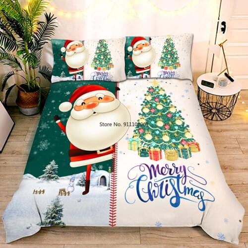 Luxury 3D Christmas Bedding Twin Size Kids Cartoon Duvet Cover and Pillowcase Kids Boys Girls New Years Gift Room Decoration