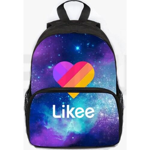 Likee App Backpack for Kids 3D Russia "LIKEE 1 (Like Video)" Bag Heart Cat Cute Zipper School Bags for Teenage Girls 13 Inch