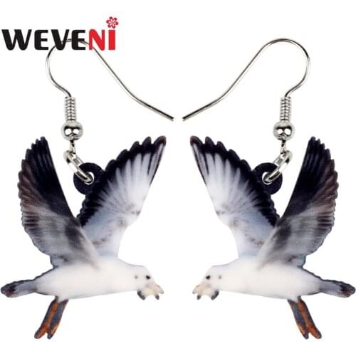 WEVENI Acrylic Flying Albatross Gooney Bird Earrings New Long Dangle Drop Trendy Animal Jewelry For Women Girls Cute Gift Charm