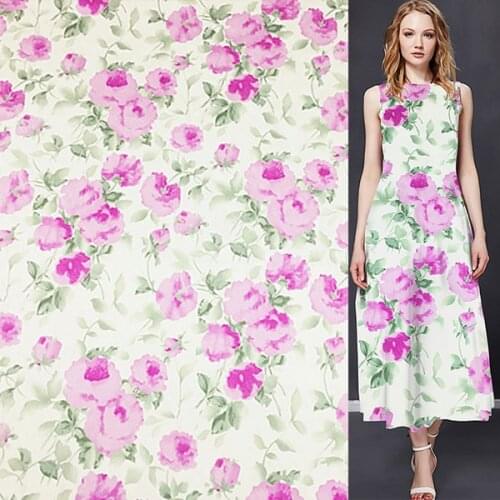 Pink floral print stretch silk satin fabric silk Charmeuse fabric very smooth,SSC474