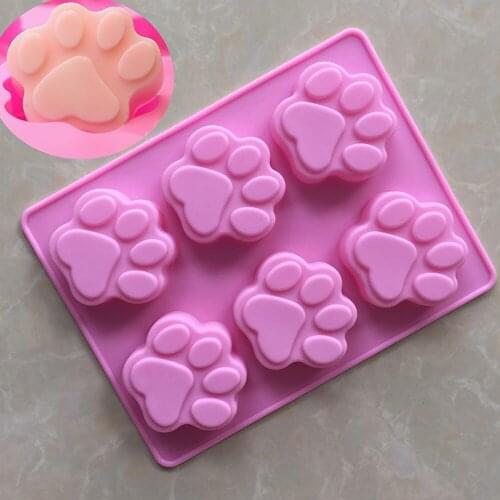 6 Cavity Cute Cat Claw Dog Paw Silicone Mold Cake Soap Mold Pudding Chocolate Bakeware Mold DIY Tools 10349650