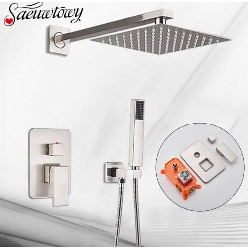 Brushed Nickel Bathroom Shower Faucet Rain Shower Faucet Taps Concealed Shower Faucets Ceiling/Deck Mount Shower Faucet With Box
