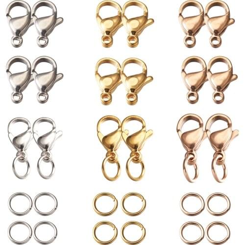 1Box Mixed Color Lobster Clasp Hooks Iron Open Jump Ring Split Rings Connectors for Jewelry DIY Necklace Bracelet Making