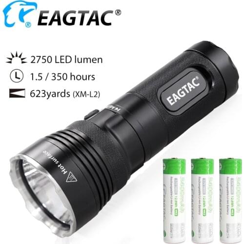 EAGTAC MX25L3 LED Flashlight 2750 Lumens 3 18650 3400mah 570 Meters Throw Photographer Self Defense