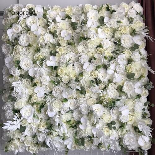 TONGFENG WHITE 8pcs/lot Artificial silk rose peony 3D flower wall panel wedding backdrop decoration flower runner wedding
