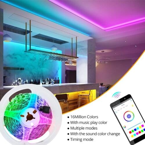 Bluetooth Smart LED Strip Light Multi Colored Intelligent Backlight 5m 5V USB LED Tape Lamp for HDTV Indoor Background Lighting