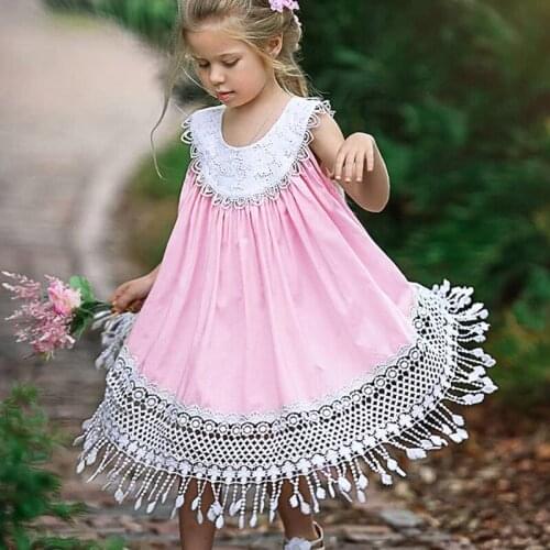 Girls Party Dress New Fashion Style Beautiful Hollow Tassel Princess Dress Elegent Girls Asymmetrical Dress Children Dress Cloth
