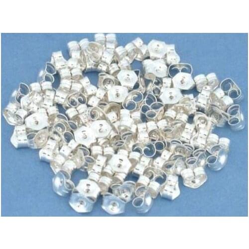 925 silver finding,10pcs Sterling Silver 925 EARRING BACKS EAR NUTS 4x5mm Ear Back Nut For Jewelry Making