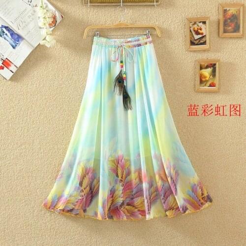Chinese Style Ink Print Long Skirt Womens 2021 Positioning Flower Big Swing and Elegant Holiday Beach Skirt