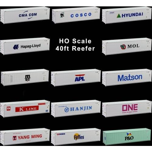 1pc HO Scale 40ft Hi-Cube Refrigerater Reefer 1/87 Shipping Container Freight Cars Lot C8722