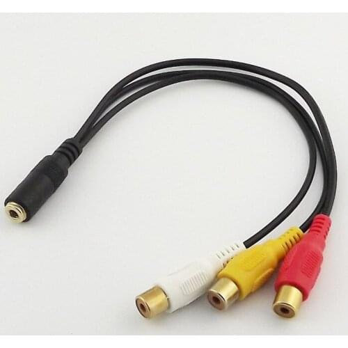 10pcs 3.5mm Mini Female Stereo to 3 RCA Female Jack AV TV Adapter Audio Video Cable 25cm