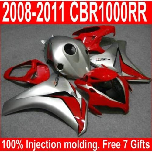 100% injection nolding fairing kit for Honda CBR1000RR 08 09 10 11 red silver fairings set CBR1000RR 2008-2011 DZ28