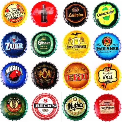 35CM Beer Bottle Cap Retro Plaque Metal Tin Signs Cafe Bar Pub Signboard Wall Decor Vintage Nostalgia Round Plates Art Poster