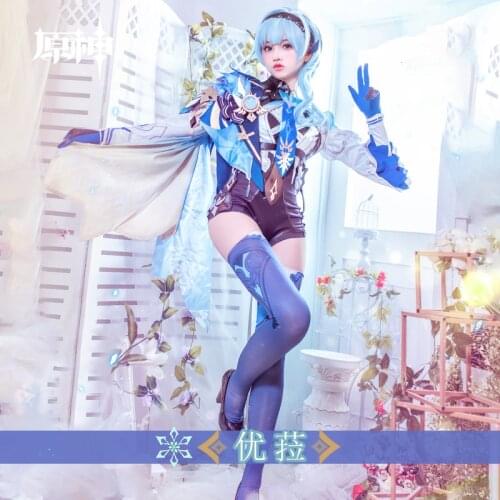 Genshin Impact Eula Cosplay Costumes GameEula cosplay wig Genshin Impact Costume Hair Shoes Halloween Sexy Women Outfit Jumpsuit
