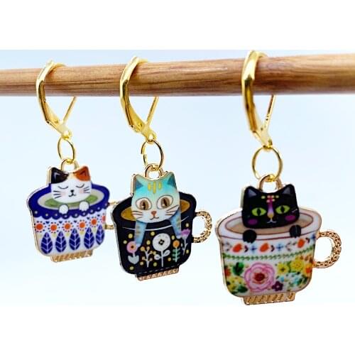 Cat Removable Stitch Markers for Knitting and Crocheting Cute Kitten Stitchmarkers