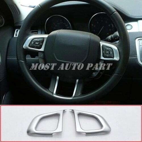 ABS Plastic Chrome Interior Steering Wheel Button Frame Trim For Land Rover Range Rover Evoque 2012-2018 2pcs Car Decoration