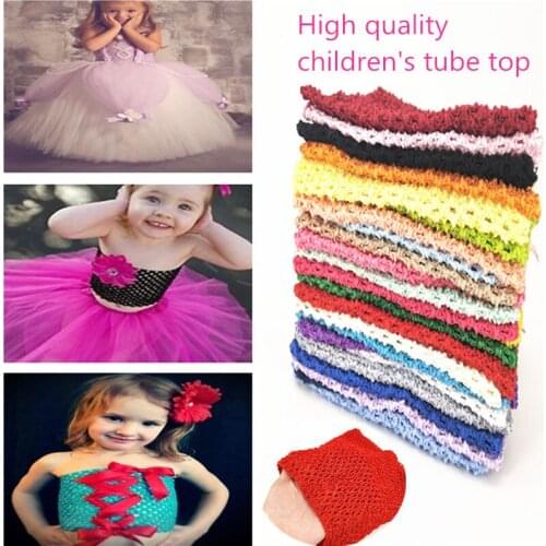 9 inch Chest children 20*23CM Elastic Wrapped Chest Knit Girl Crochet Headband Tutu Tube Tops Wide DIY Skirt Dress pink red 8Z