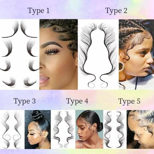 Baby Hair Tattoo Sticker 15 Styles Slayed Edges Hairstyles Tattoo Edge Baby Hair Waterproof Temporary Tattoo edges Artificial