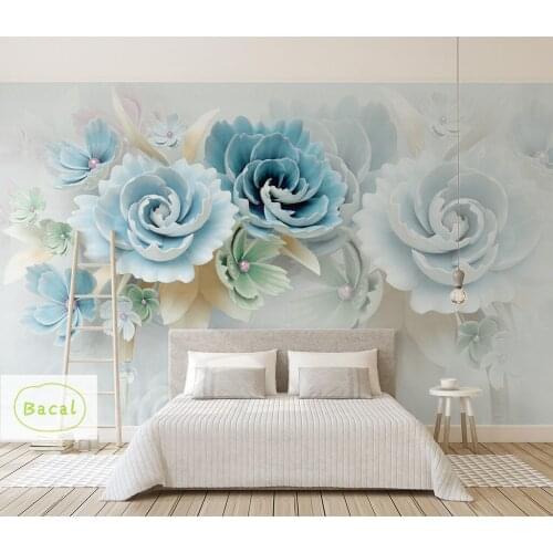 3D Custom Photo Wallpaper Mural Painting Blue Flowers Wallpapers For Living Room Bedroom TV Background Floral Home Decor Paper