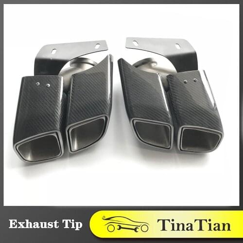 Gloss carbon fiber + high-quality stainless steel special exhaust pipe tip muffler for Porsche Macan2014-2017
