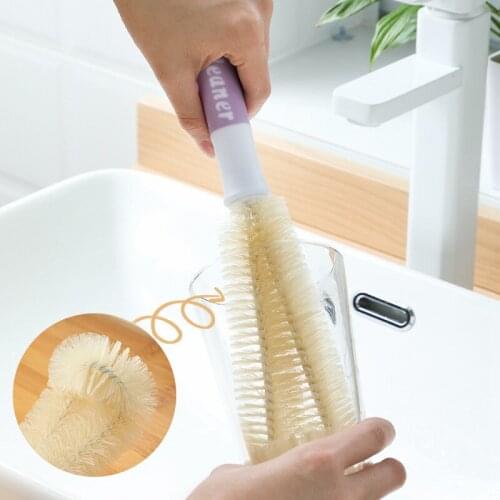 Kitchen cleaning cup brush long handle cup scrubbing milk bottle brush multi-angle bending tea stain water cup brush 1Pcs