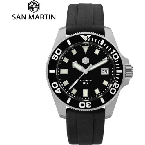 San Martin Diver NH35 Sapphire Crystal Men Automatic Mechanical Watches 120 Clicks Ceramic Bezel 30Bar BGW9 Luminous Date Window