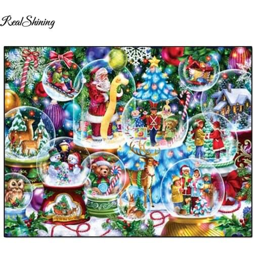 DIY Diamond Painting Snow Crystal glass ball Full Square Diamond Embroidery Mosaic Cross Stitch ,Santa Claus Big Christmas,F713