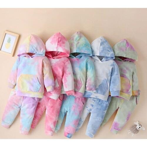 Printing Clothes Sport Set 2 Pcs Boys Girls Childrens Baby Outwear Hoodies + Long Pants Sets Kids Clothing