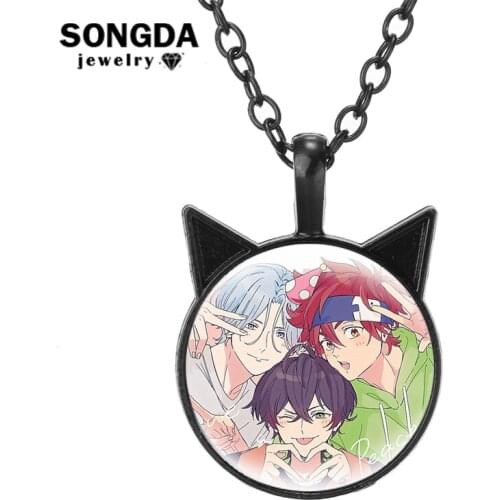 Anime SK8 The Infinity Cat Ears Necklaces Reki Langa Figure Pendant Glass Surface Metal Neck Chain Trendy Accessories Fans Gifts