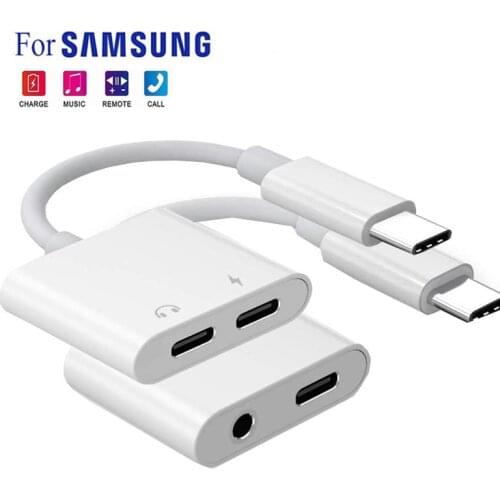 For Samsung Type C Adapter For Galaxy S21 S20 Note20 Ultra Note10 Plus USB C DAC to 3 5 mm Jack Charger Splitter 2In1 Converter