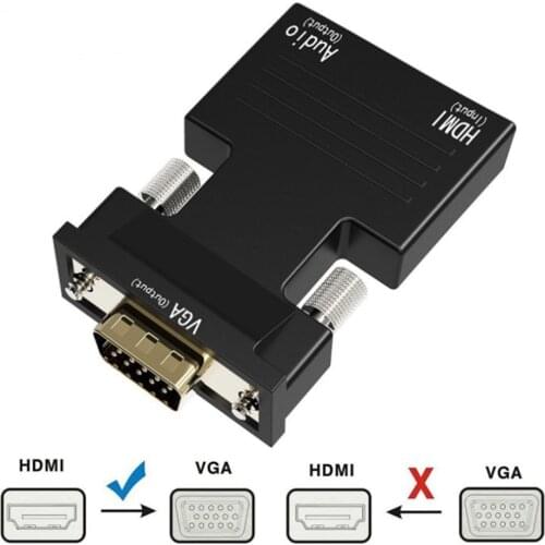 LS HDMI To VGA Converter Adapter with Audio Female To Male Cables 720/1080P for HDTV Monitor TV-box Projector PC Laptop PS4