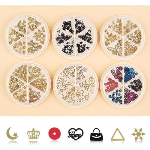 RIKONKA New Arrival 1box 3D Nail Sequins Moon Stars Round Mixed Shapes Nail Supplies DIY Professional Charm Nail Art Decorations