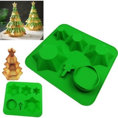 Christmas Decor Tree Silicone Cake Chocolate Bakeware Baking Mold Ice Tray Jelly Wax Mould Navidad Natal Cake Mold Xmas Decor