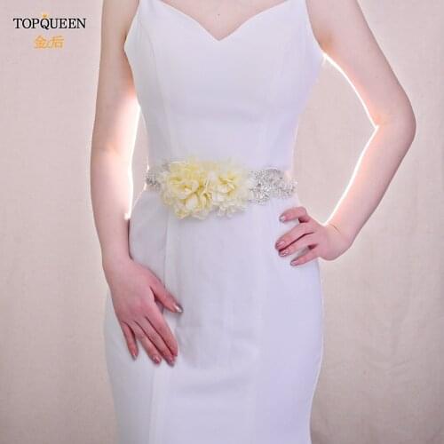 TOPQUEEN S251 Wedding Belt Ivory Flower Maternity Sash Floral Belt Sash Womens Evening Dress Belts Wedding Party Dress Belts